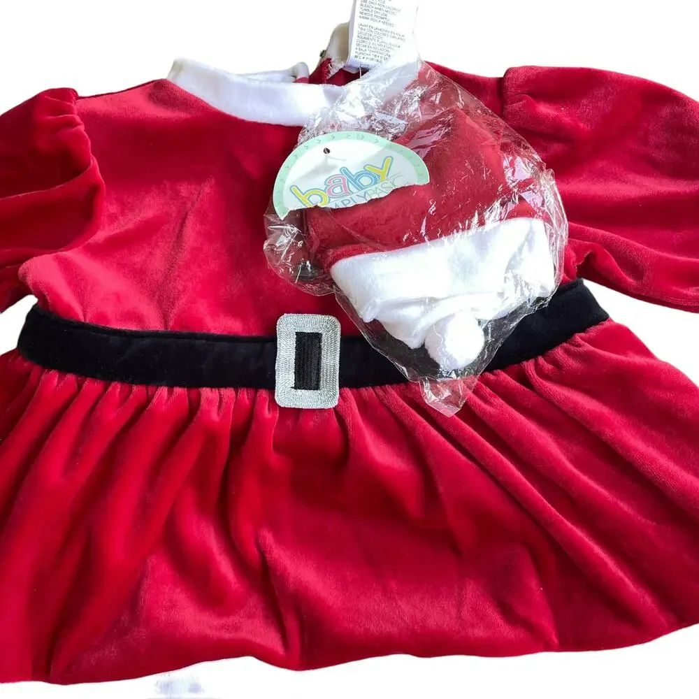 Vintage Santa Outfit Baby Girl 3-6 M Christmas Infant Red Coverall Simply Basic